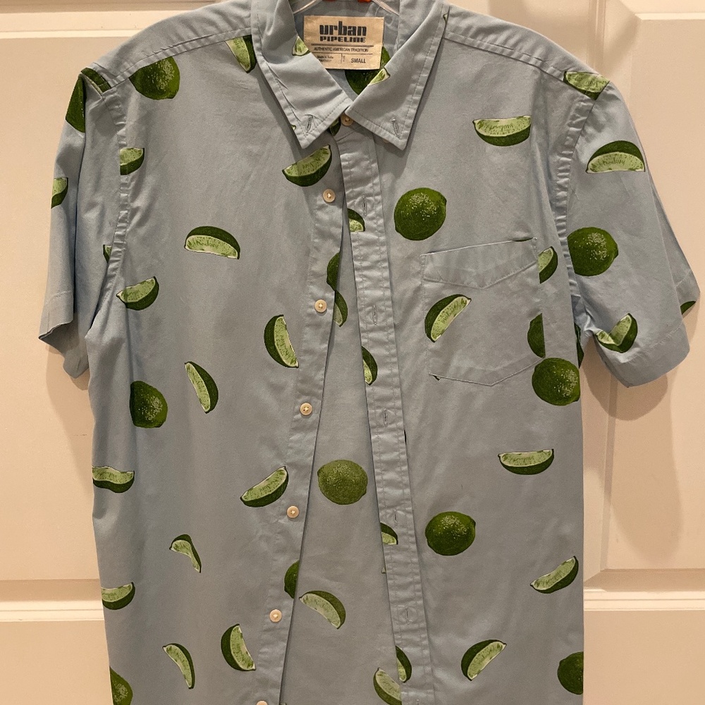 Mens Short sleeve Key Lime novelty button down shirt